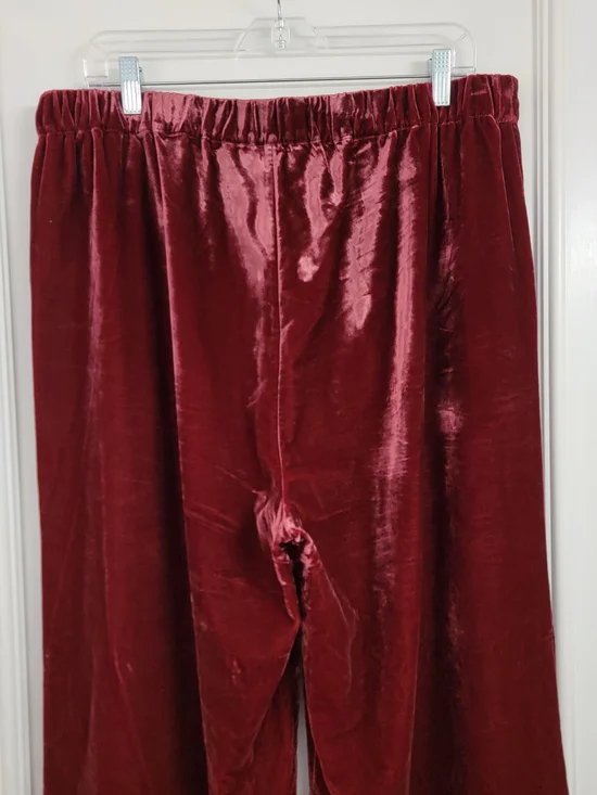 Soft Surroundings Aria Velvet Wide Leg Pants Pull On Burgundy Red Womens Sz- XL - Picture 6 of 10
